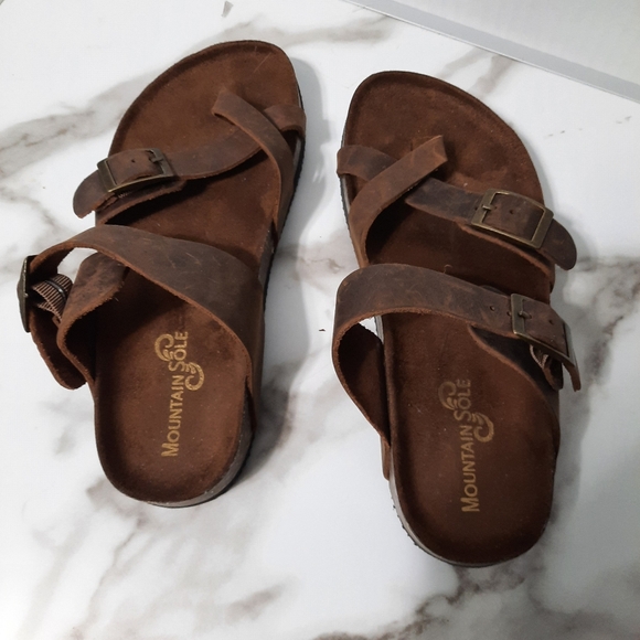 Mountain Sole Sandal Womens Size 6 Comfortable Walking Outdoor Brown Leather - Picture 2 of 10